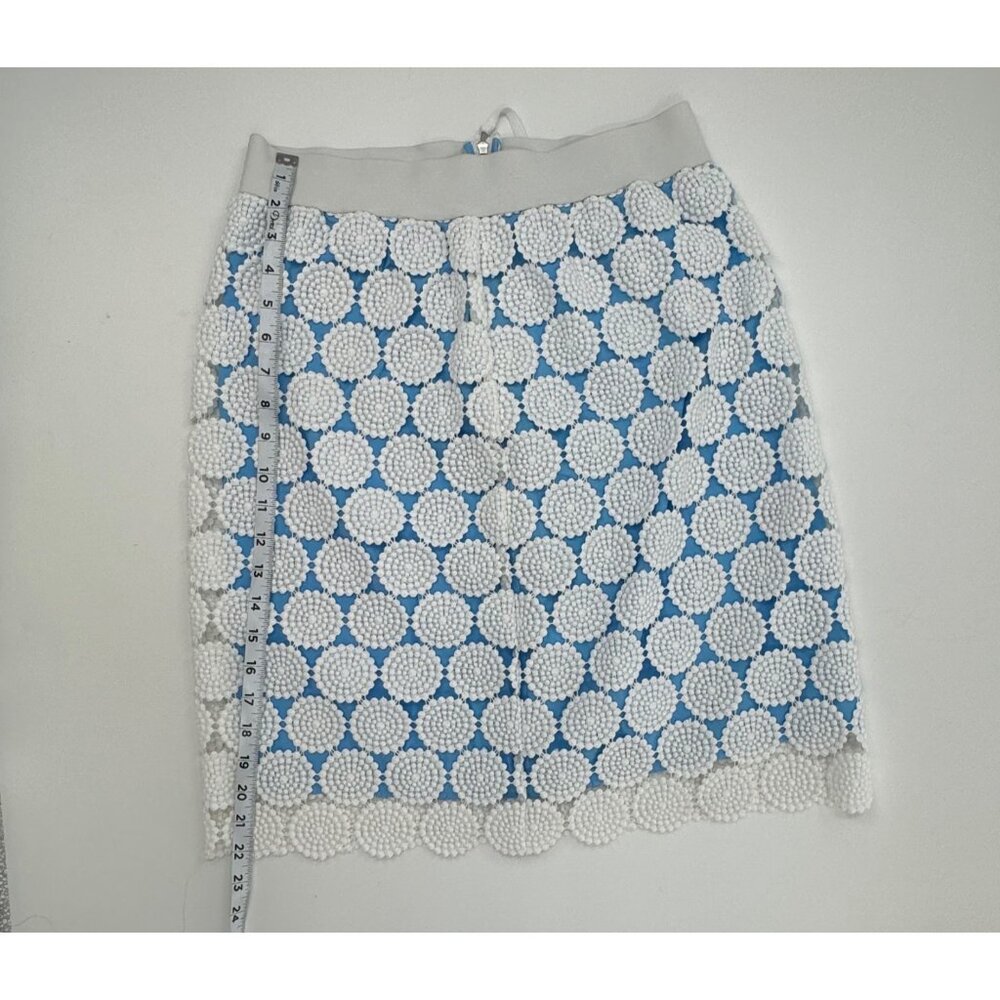 A-Tout- Age Size 8 Mollie Doily White & Blue Crochet Lace Skirt With side Zipper - Picture 8 of 10